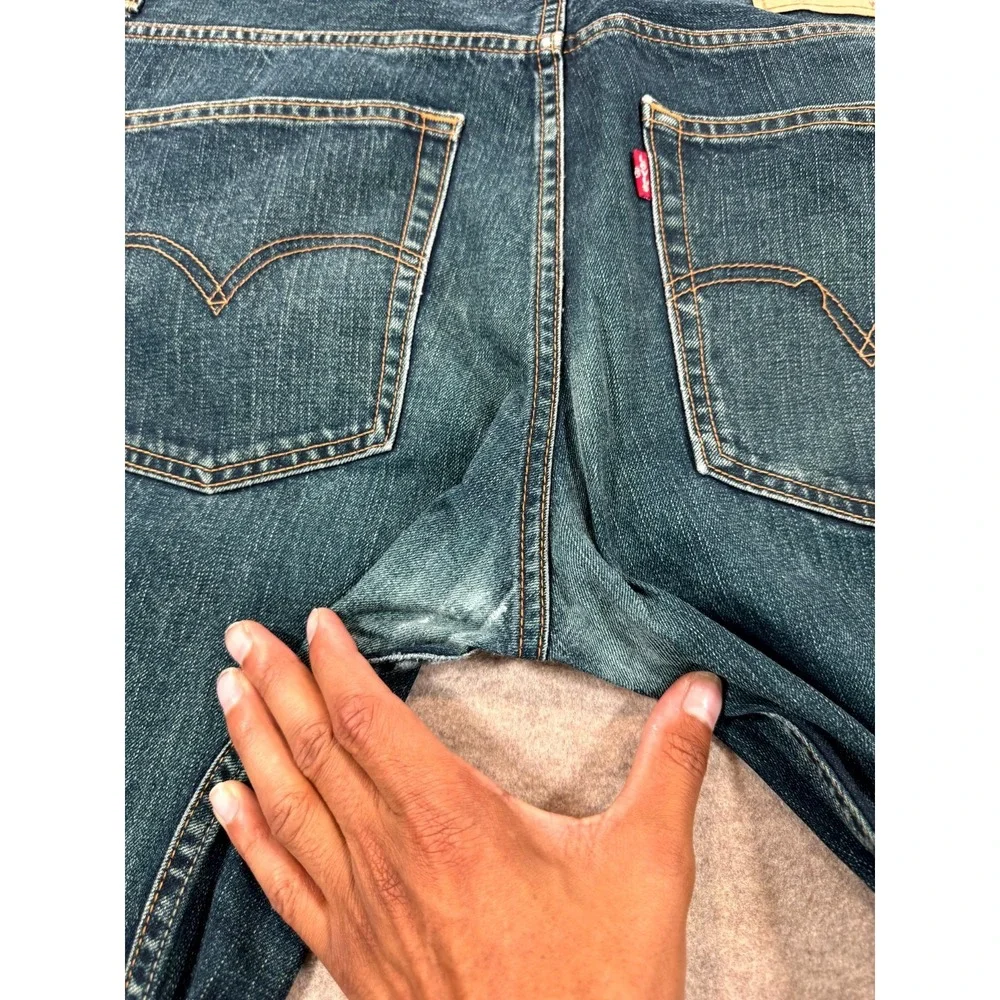 Levis 507 Western Slim Bootcut Jeans Mens 36x34 Blue Whiskering Denim Mid Rise